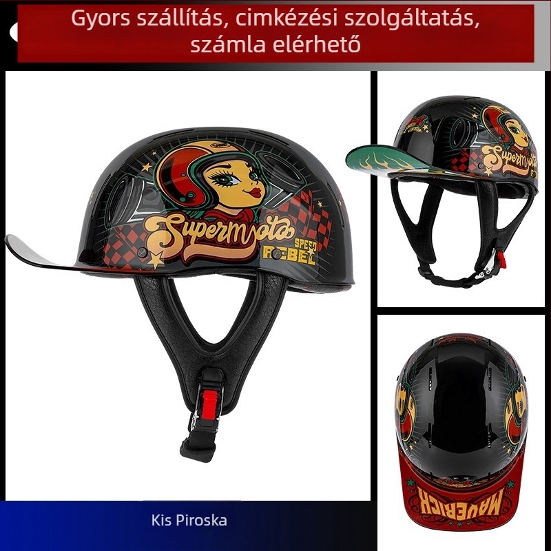 Half Helmet, ABS, Uniszex, Retro Stílus, Motorkerékpárhoz