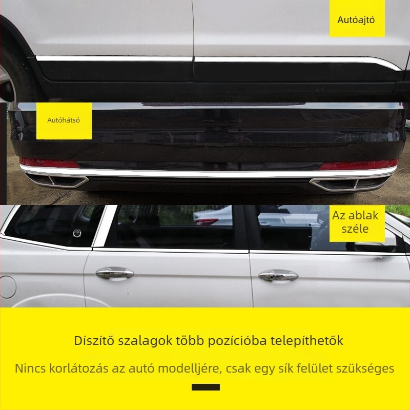 Króm bevonat autó karosszéria díszítő szalag, univerzális illeszkedés, testreszabható feldolgozás, licencelt magáncímke, kód R-2104-6