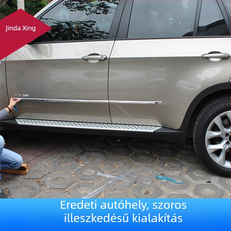 Rozsdamentes acél ajtó díszléc BMW X5 E70 (2008–2013) — karosszéria ajtó díszítőcsík, csomagtérajtó védőcsík, szerelési támogatás