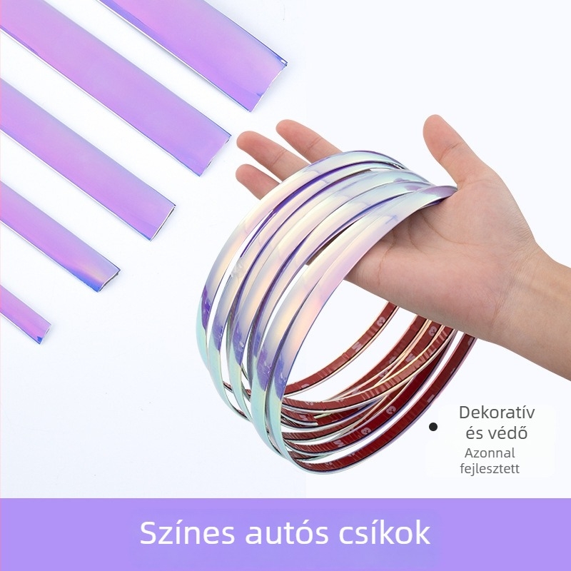 Írizáló kromált autó díszítő csík — ablakszéli díszítő él, fényes kromált sáv, lökhárító védő, ajtó élvédő