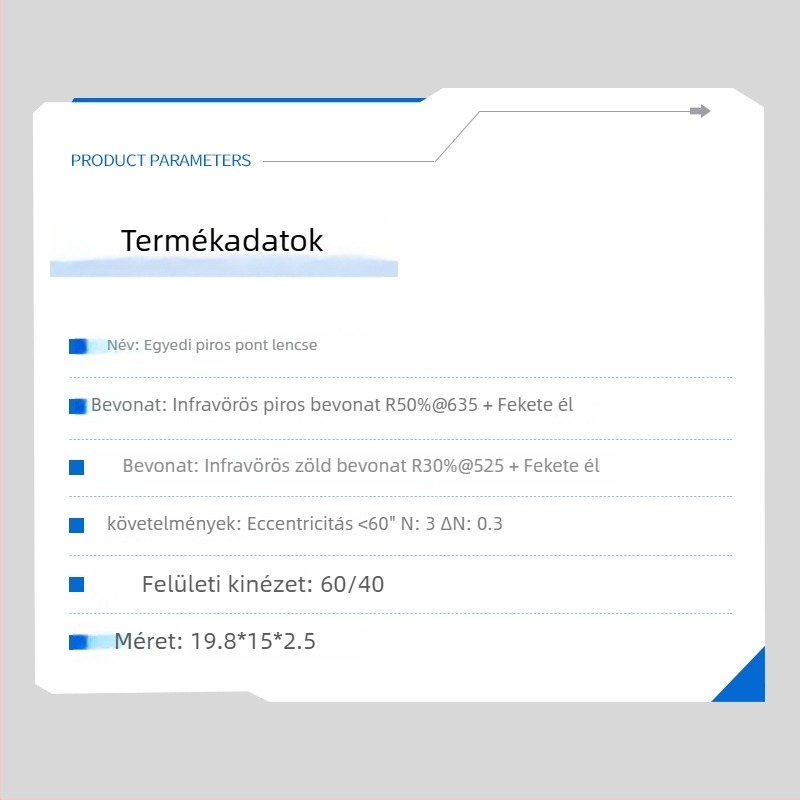 Haoxuan különleges formájú vörös pont lencséje, achromat vörös pont, piros-zöld dupla hatású fényvisszaverő bevonat, astigmatizmus-korrekció; alkalmas űripari, orvosi, katonai és optikai alkalmazásokra.