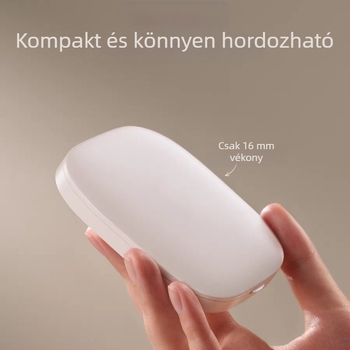 LED sminktükör, összecsukható, hordozható zsebméret, ABS keret, alumínium tükör, logónyomtatás