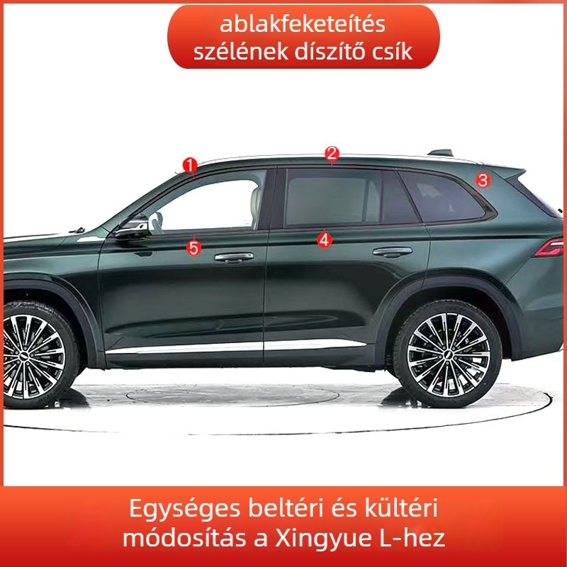 Rozsdamentes acél ablakdíszléc Geely Xingyue L-hez, 2021–2023 modellévek