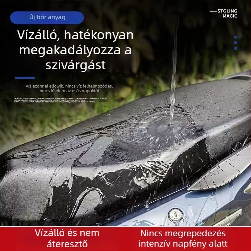 PU anyagú elektromos motorkerékpár ülésvédő, vízálló, egész évben használható, logó nyomtatás