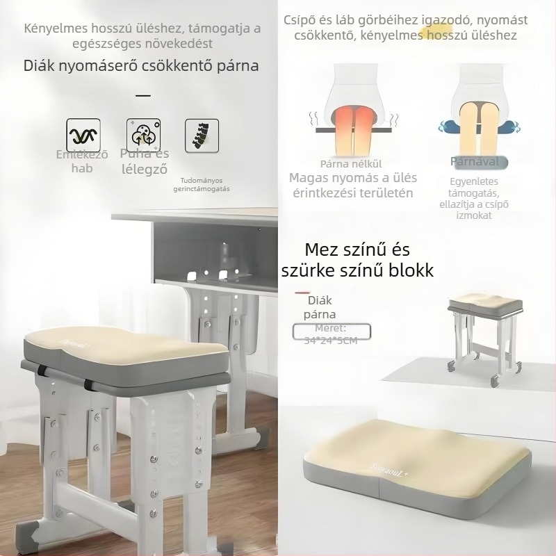 Memóriahabos ülőpárna diákoknak – kényelmes hosszú ülésekhez, osztálytermi használatra