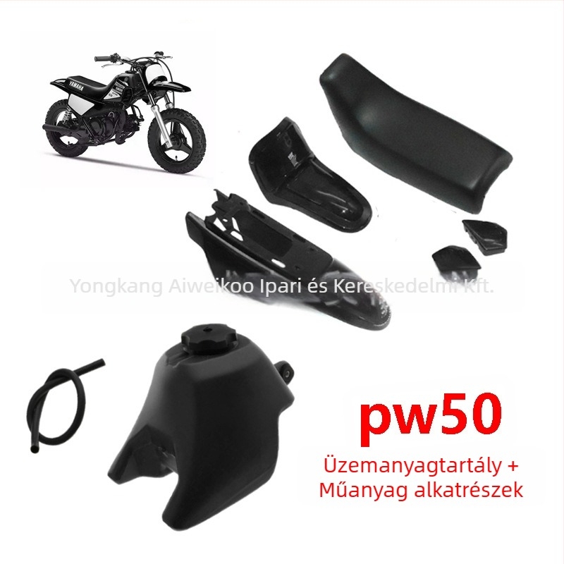 Yamaha PW50 műanyag karosszéria alkatrészek készlet: üzemanyagtank párna, sárvédő, szeleptábla ülés