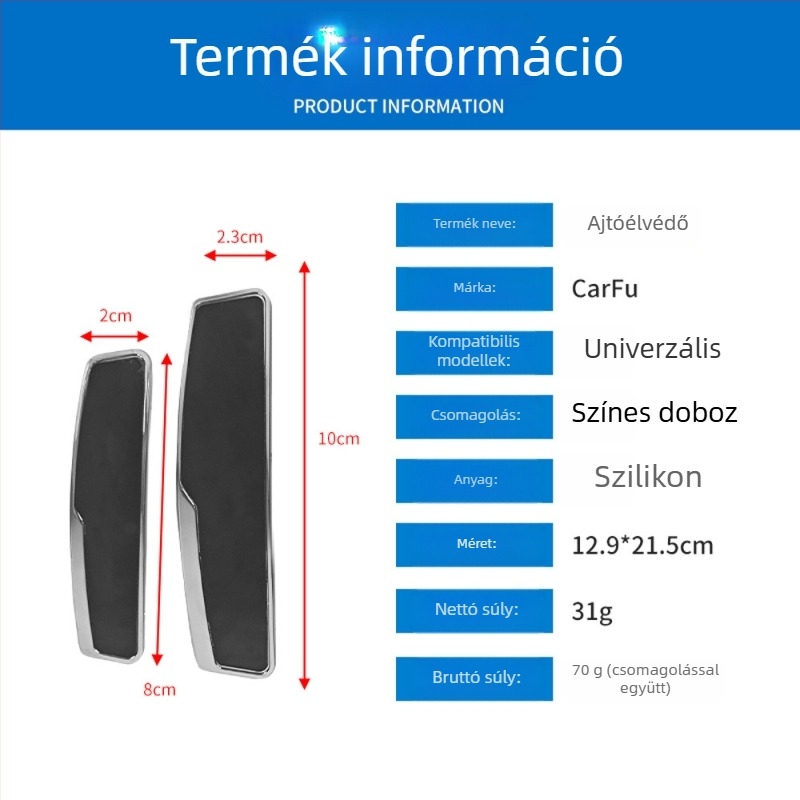 Autóvédő ütésvédő szalag, szilikon, modell AC-714, univerzális típus, carfu márka