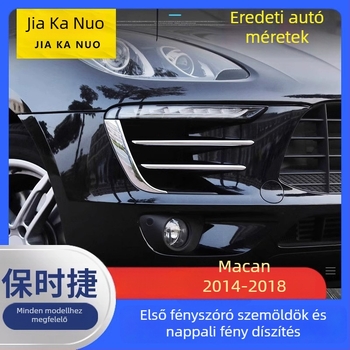 Porsche Macan 2014-2018 Fényszóró szemöldök dekoratív matrica előre ködlámpa és nappali fények, ABS, Jiacano