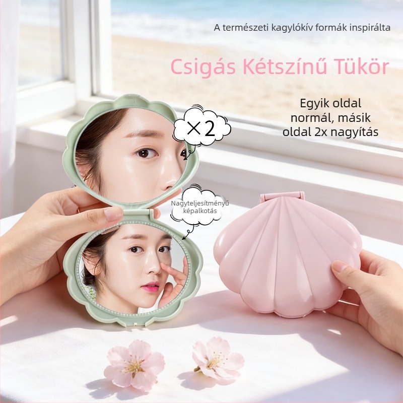 Kétoldalas összecsukható sminktükör – hordozható ABS keret, alumínium tükrös felület, logó nyomtatás, testreszabás elérhető