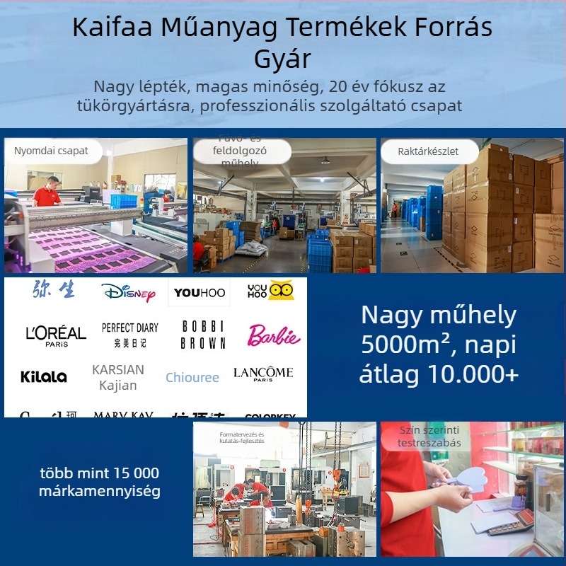 Kétoldalas összecsukható sminktükör – hordozható ABS keret, alumínium tükrös felület, logó nyomtatás, testreszabás elérhető