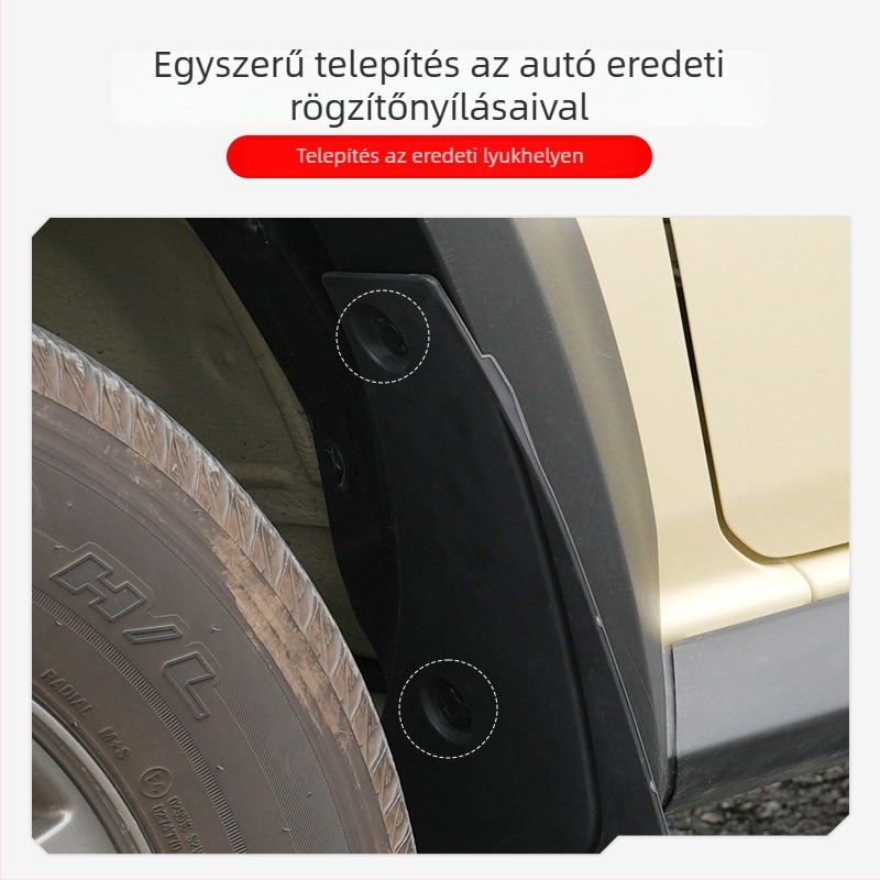 Jimny univerzális sárvédő 3/5 ajtóhoz, 2019–2026 — műanyag és rozsdamentes acél, testreszabható
