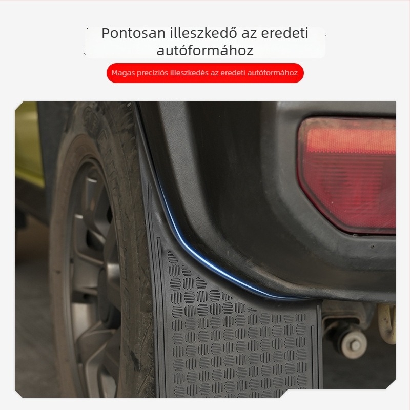 Jimny univerzális sárvédő 3/5 ajtóhoz, 2019–2026 — műanyag és rozsdamentes acél, testreszabható