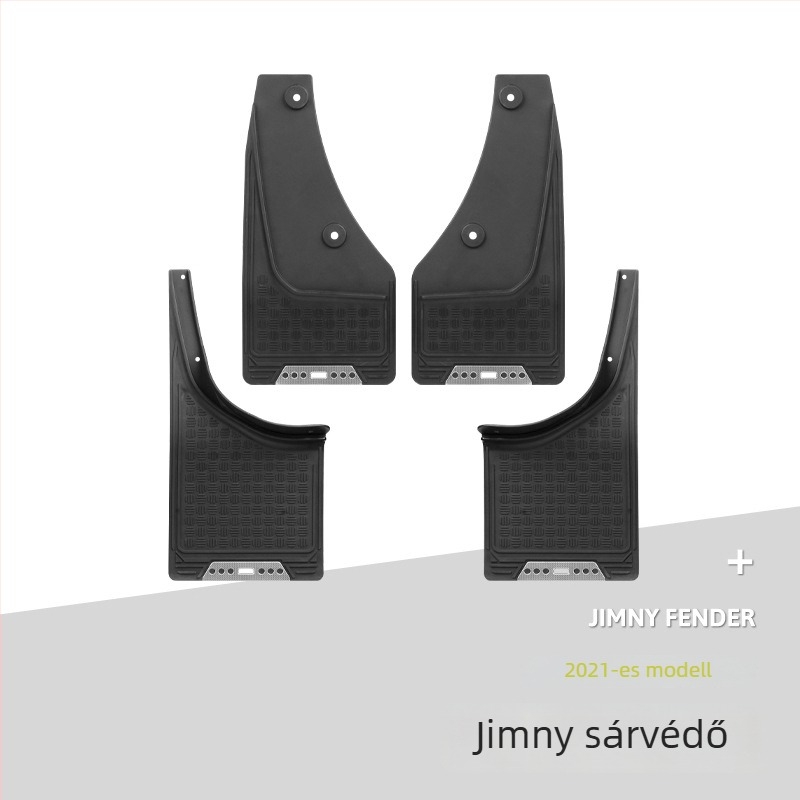 Jimny univerzális sárvédő 3/5 ajtóhoz, 2019–2026 — műanyag és rozsdamentes acél, testreszabható
