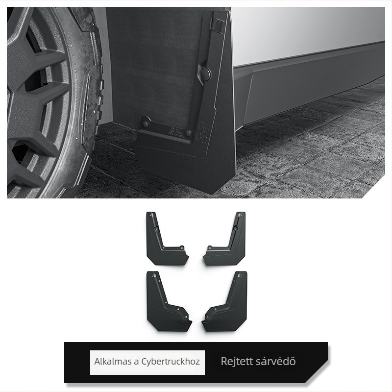 TPE sárvédő panelek a Tesla Cybertruckhez – rejtett első és hátsó keréktakarók