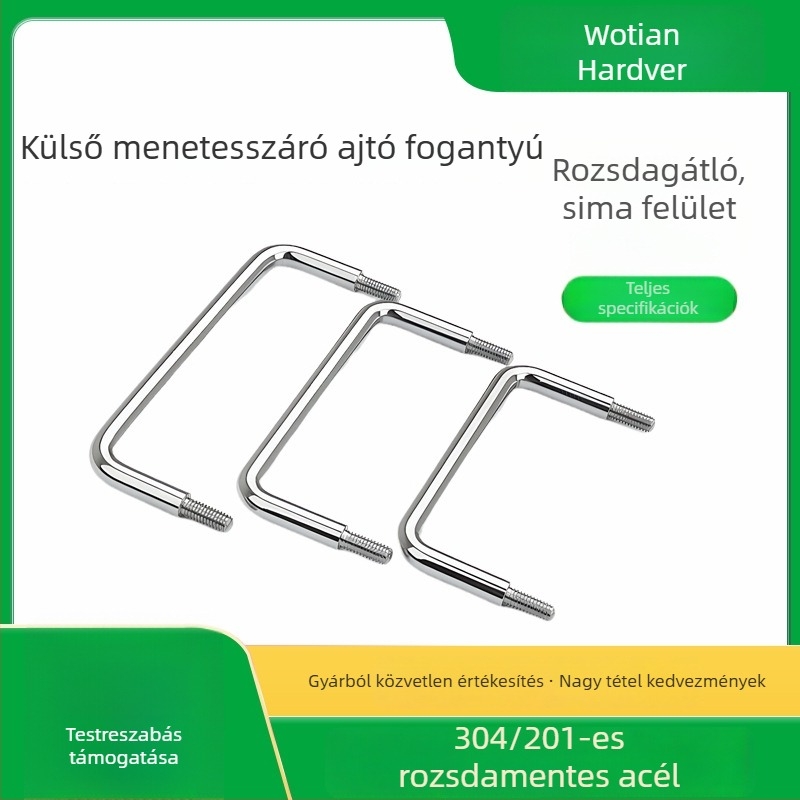 304 rozsdamentes acélból készült, szilárd fogantyú szekrényekhez és ruhásszekrényekhez, külső menetű, korrózióálló