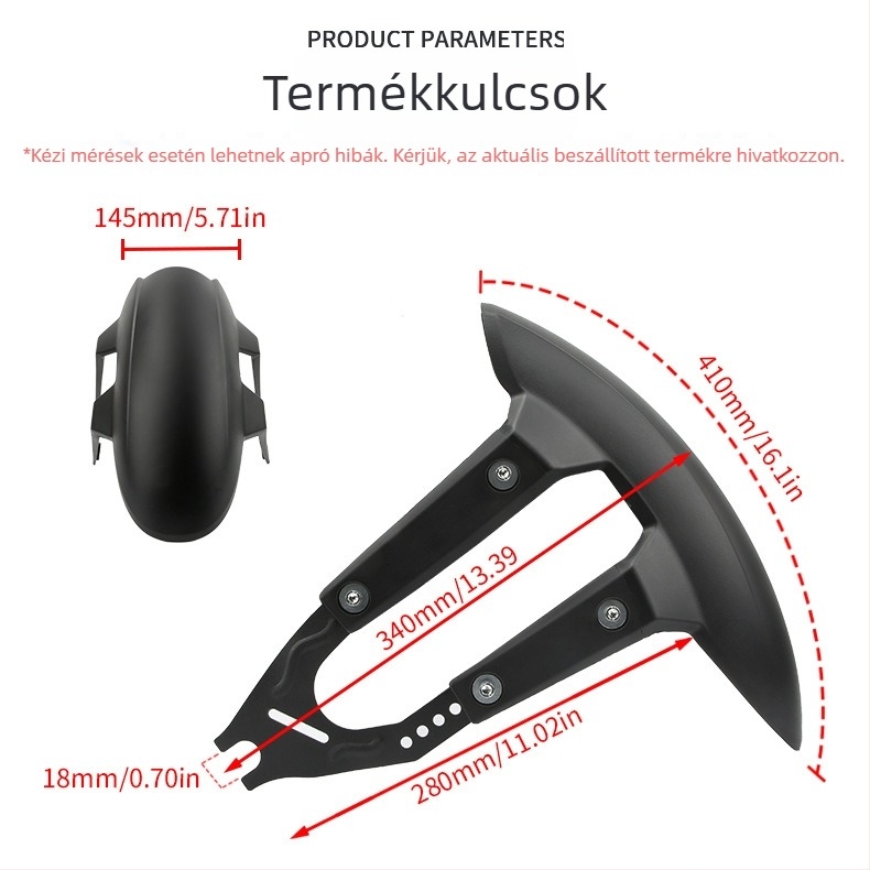 JBL motorkerékpár hátsó sárvédő; PP anyag + fém konzol; Modell: Motorkerékpár általános sárvédő (B); alkalmas csík nélküli gumikhoz