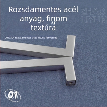 Rozsdamentes acélból készült négyszögletes fogantyú két lyukkal, T-alakú, ajtókhoz és ruhásszekrényekhez, arany