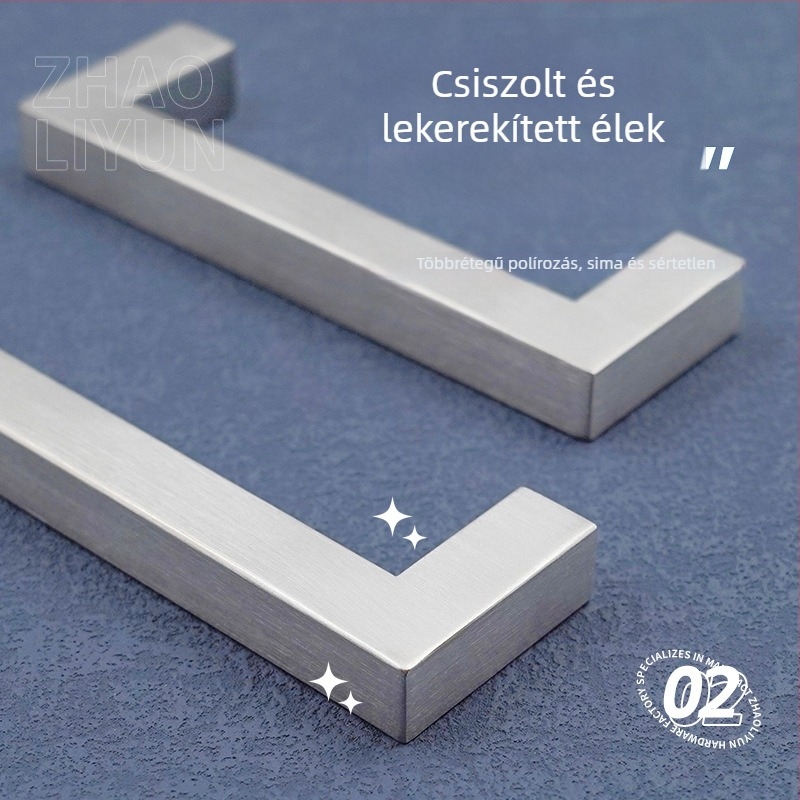 Rozsdamentes acélból készült négyszögletes fogantyú két lyukkal, T-alakú, ajtókhoz és ruhásszekrényekhez, arany