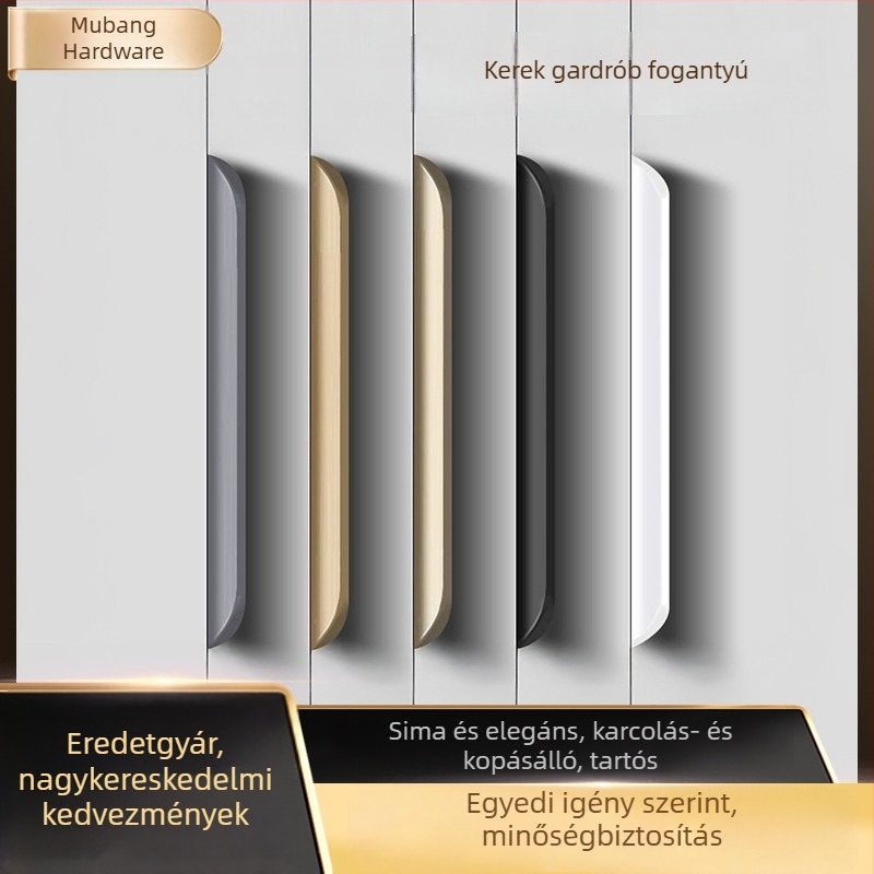 Gardrób ívelt kilinccsel, alumíniumötvözet, modern minimalista stílus, rejtett szerelés