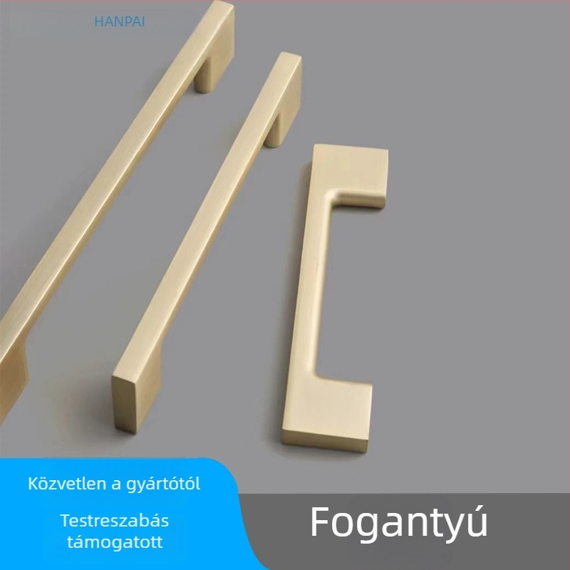 Cső alakú ajtófogantyú zincötvözetből – francia stílusú könnyű luxus arany felülettel, modern minimalist dizájn, gardrób/szekrény