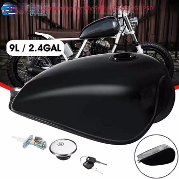 Motorkerékpár üzemanyag-tartály - univerzális, retro-modifikált GN125 kompatibilis, fedél és üzemanyag-szelep, titán