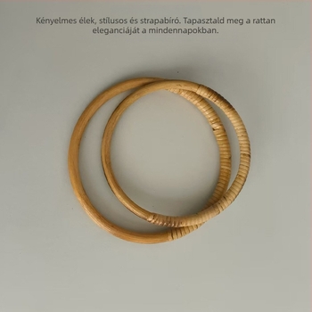 Kerek rattan kézitáska fogantyú - szőtt gyűrű alakú fogantyú, 2025 tavasz, városi minimalizmus, poggyász-kiegészítők