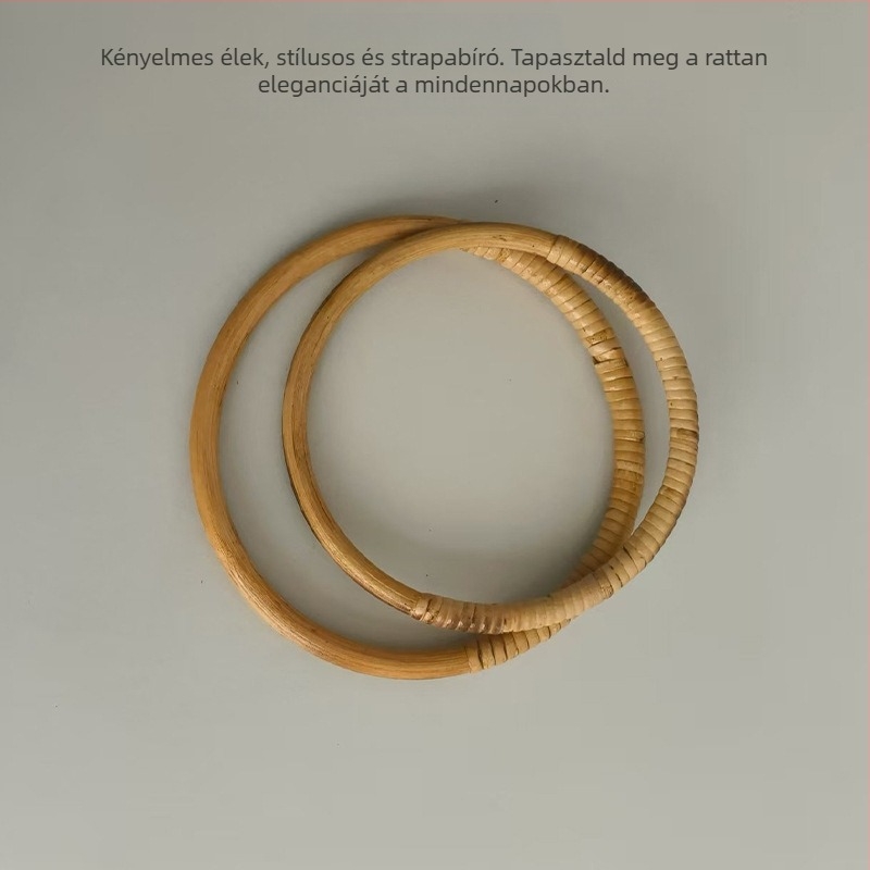 Kerek rattan kézitáska fogantyú - szőtt gyűrű alakú fogantyú, 2025 tavasz, városi minimalizmus, poggyász-kiegészítők