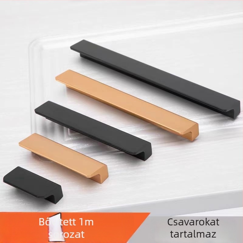 7 alakú ruhásszekrény ajtókezelő, alumíniumötvözet, modern minimalist stílus, oxidált felület