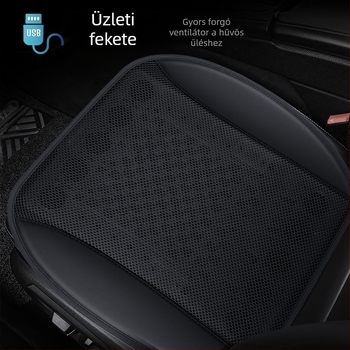 Autóhoz és otthonhoz készített hűtő üléspárna USB ventilátorral, lélegző Ice Silk felület, PU bevonat, szintetikus rost töltet, nyári használat