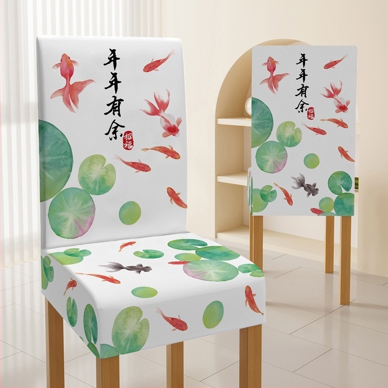 Lótuszlevél mintás székfedő – poliészter, japán stílus