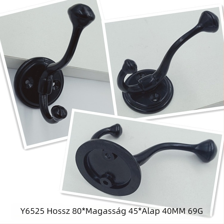 Antik cinkötvözet ruhás akasztó – egyszeres és dupla horog, klasszikus fogantyú, bútordíszítő vasalat, elektropolírozott felület