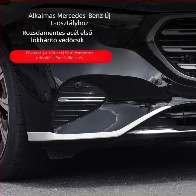 Mercedes-Benz E-Class első lökhárító díszcsík (E300L/E260L), rozsdamentes acélból, korrózió- és karcolás elleni külső dekoratív matricakiegészítő