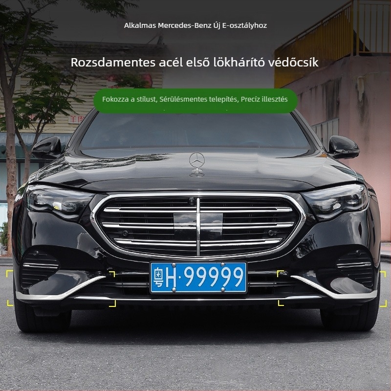 Mercedes-Benz E-Class első lökhárító díszcsík (E300L/E260L), rozsdamentes acélból, korrózió- és karcolás elleni külső dekoratív matricakiegészítő
