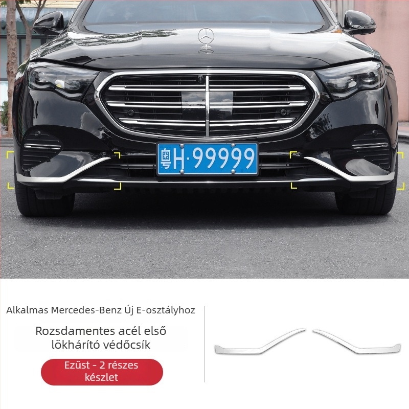 Mercedes-Benz E-Class első lökhárító díszcsík (E300L/E260L), rozsdamentes acélból, korrózió- és karcolás elleni külső dekoratív matricakiegészítő