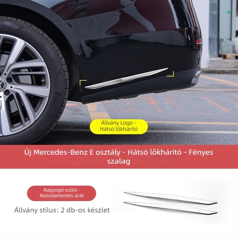 Mercedes-Benz E-Class első lökhárító díszcsík (E300L/E260L), rozsdamentes acélból, korrózió- és karcolás elleni külső dekoratív matricakiegészítő