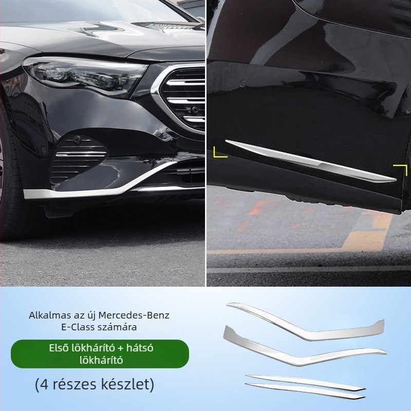 Mercedes-Benz E-Class első lökhárító díszcsík (E300L/E260L), rozsdamentes acélból, korrózió- és karcolás elleni külső dekoratív matricakiegészítő