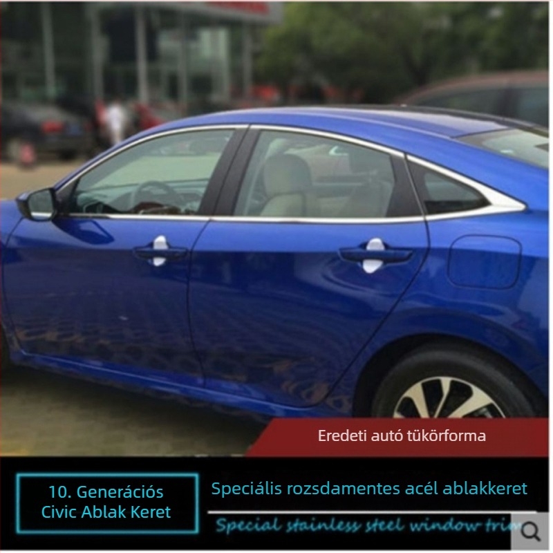 Civic 10. generáció ablaktrim – rozsdamentes acél, fényes tükröző felület