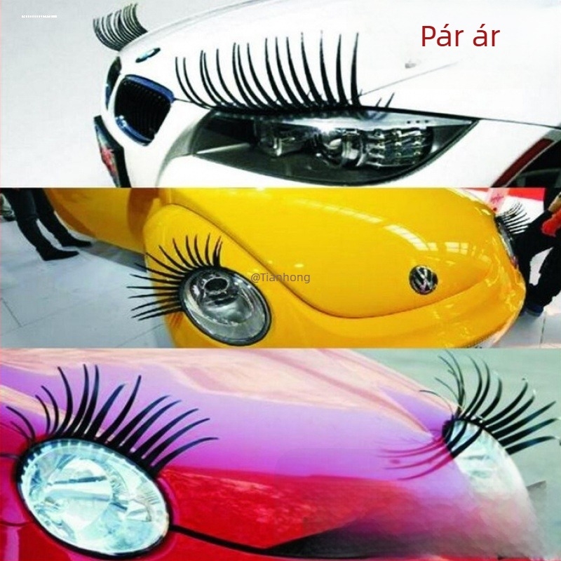 Reflektív autófej dekoratív matrica – pár dekoratív szempilla, szívófejes rögzítés, márka Qirui, anyag: matrica
