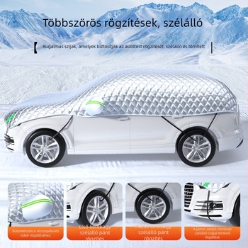 Univerzális téli autófedél a hó elleni védelemmel a szélvédőre, hosszított kivitel, minimalist design, vastagított anyag