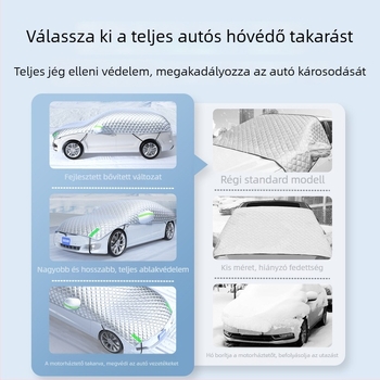 Univerzális téli autófedél a hó elleni védelemmel a szélvédőre, hosszított kivitel, minimalist design, vastagított anyag