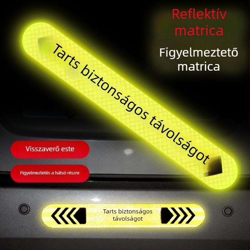 Honghe hátulra szóló fényvisszaverő figyelmeztető matrica, PET/PVC, ragasztásos felhelyezés, minta nélküli