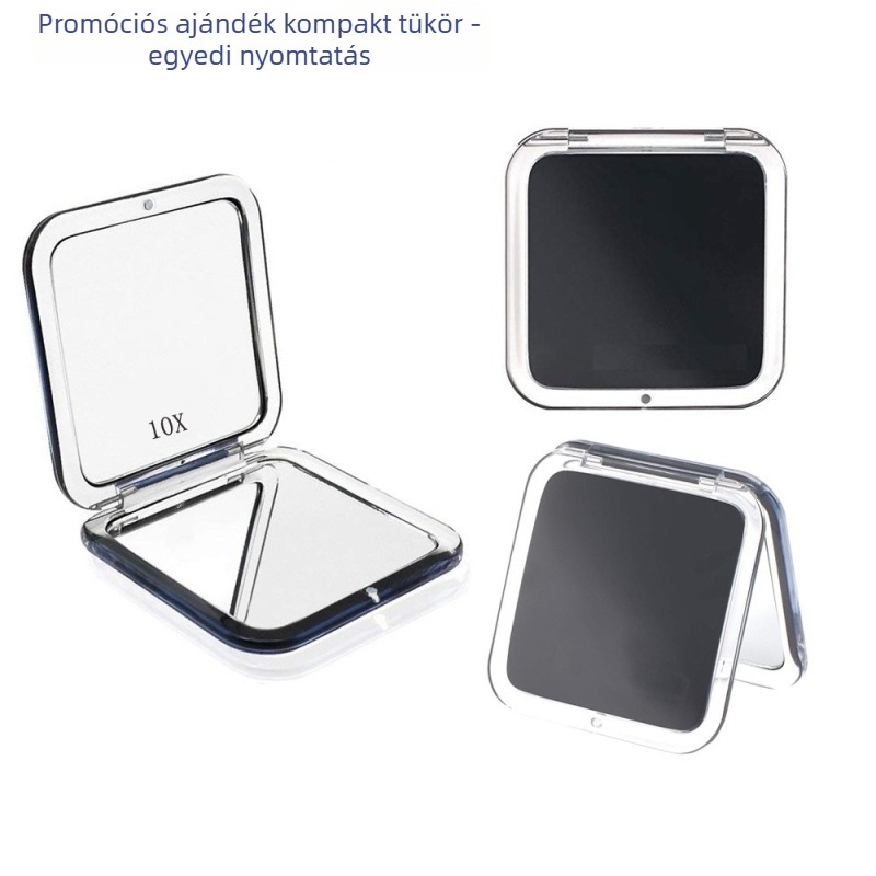 Összecsukható zseb-tükör 10x nagyítással, kétoldalas, négyszögletes, kompakt fedéllel