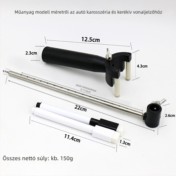 Autólemez javító és horpadás javító eszköz kerékív vonal behúzásához, vonalrajz adatokkal, az eredeti festés helyreállítása