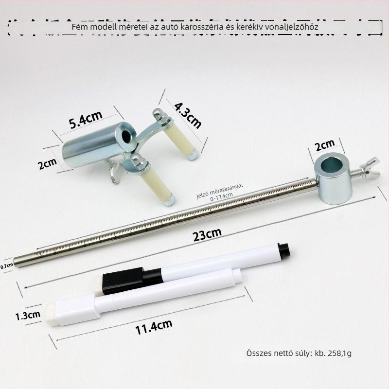 Autólemez javító és horpadás javító eszköz kerékív vonal behúzásához, vonalrajz adatokkal, az eredeti festés helyreállítása