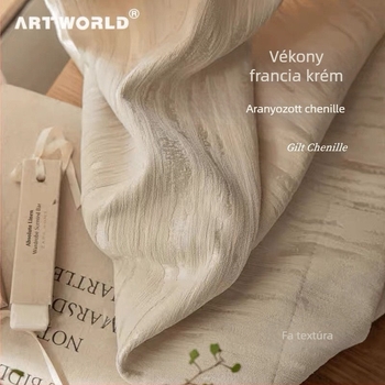 Francia stílusú poliészter Jacquard függönyök nappalira és hálószobára, csíkos minta, fél-átlátszó (40-70%)