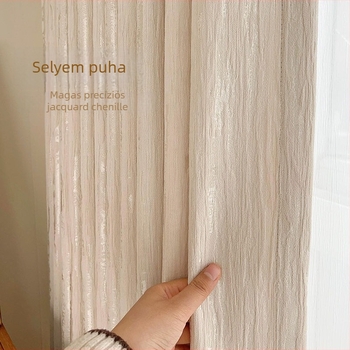 Francia stílusú poliészter Jacquard függönyök nappalira és hálószobára, csíkos minta, fél-átlátszó (40-70%)
