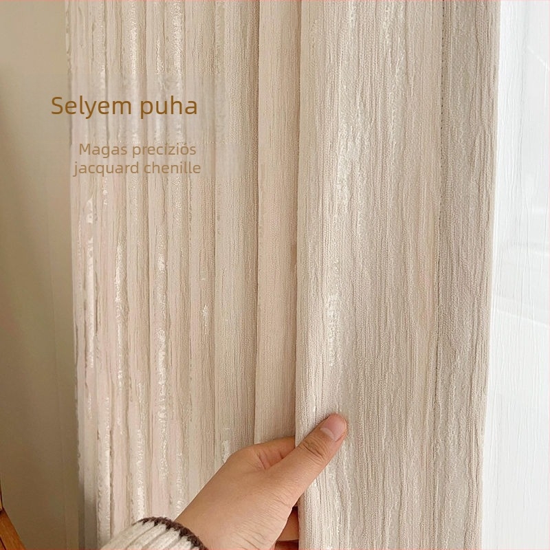 Francia stílusú poliészter Jacquard függönyök nappalira és hálószobára, csíkos minta, fél-átlátszó (40-70%)