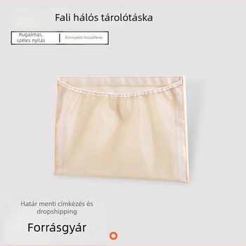 Nagy kapacitású nejlon hálós tároló autó-és konyha számára, falra szerelhető, Velcro zsebbel