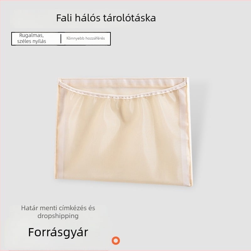 Nagy kapacitású nejlon hálós tároló autó-és konyha számára, falra szerelhető, Velcro zsebbel