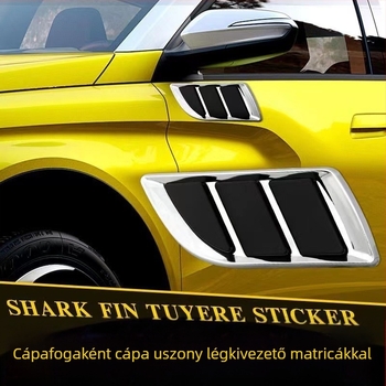 Autó karosszéria Shark-fin oldalsó légbeömlő dekoráció, ABS anyag, ragasztóval történő felszerelés, karosszériára alkalmazható, HDELF márka